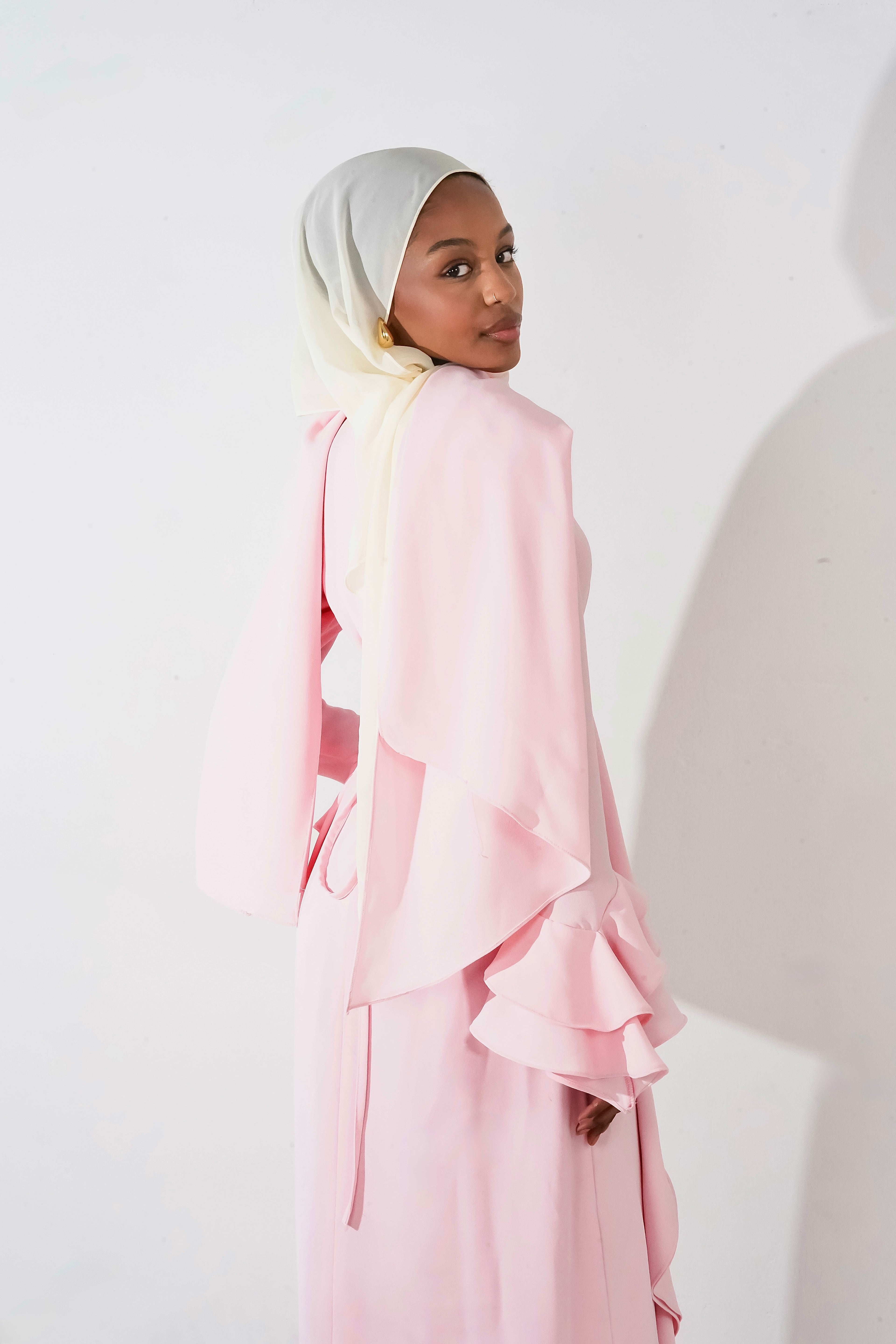 Flowy Side ruffle dress in Pink