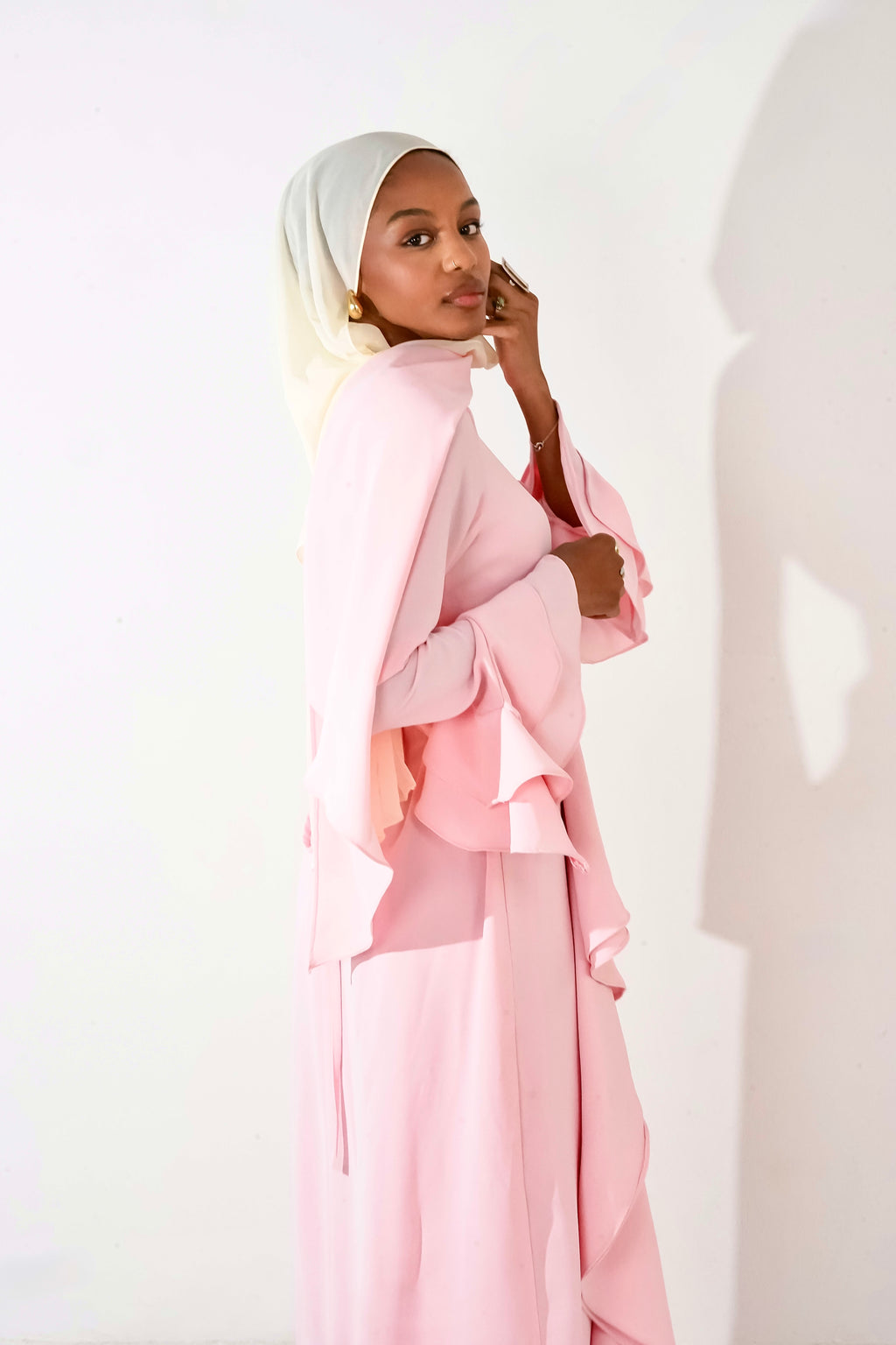 Flowy Side ruffle dress in Pink