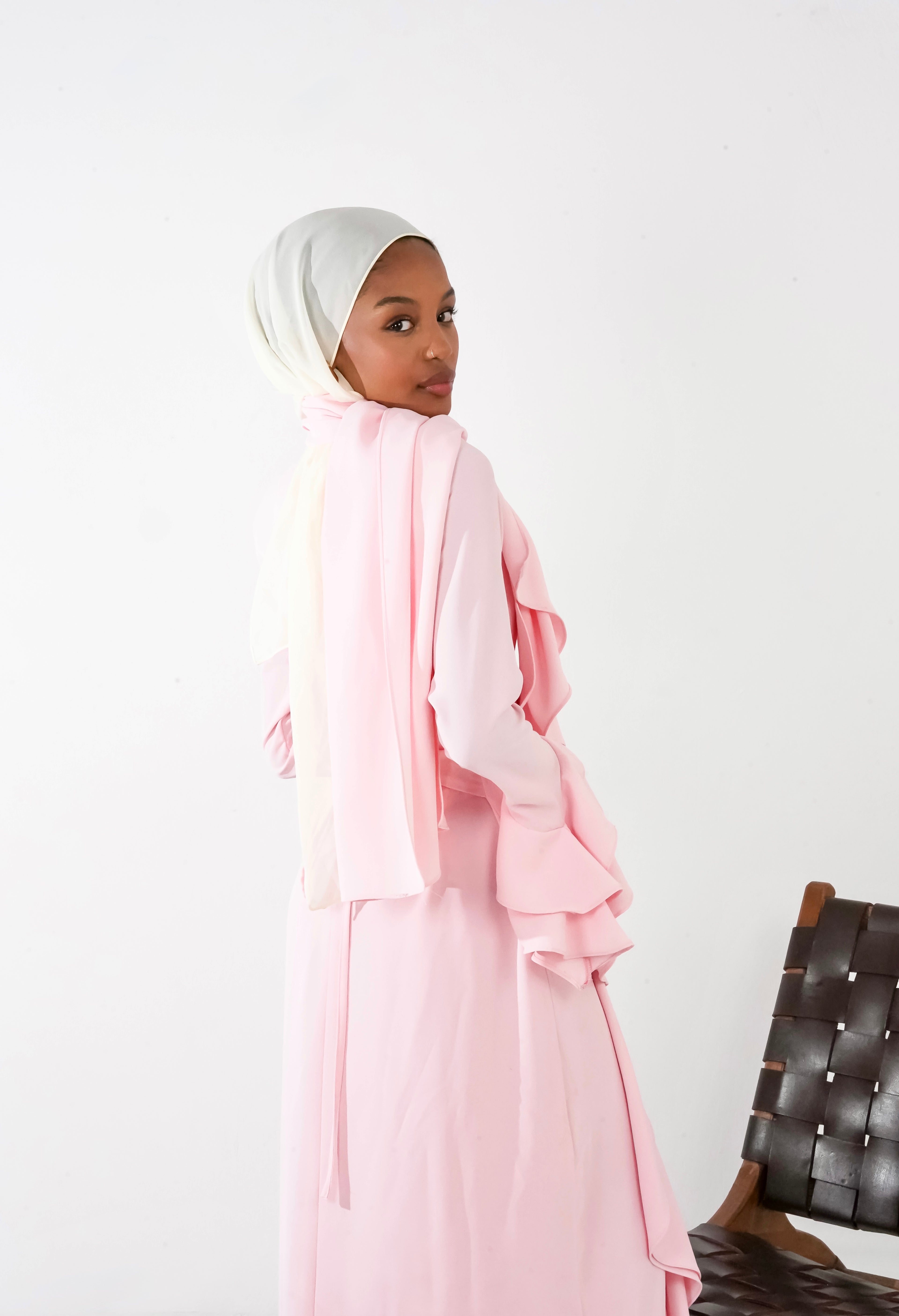 Flowy Side ruffle dress in Pink