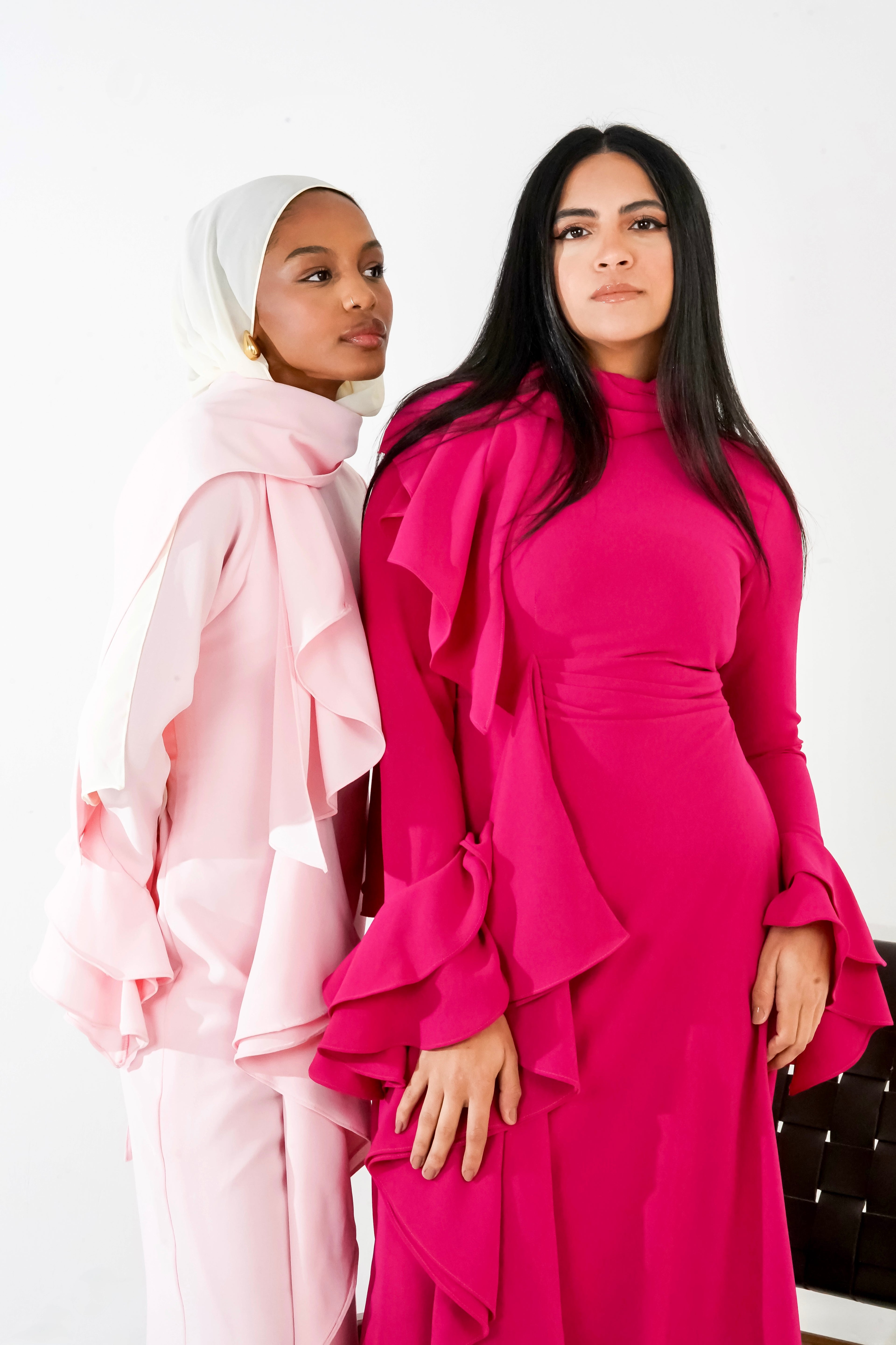 Flowy Side ruffle dress in Pink