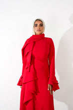 Load image into Gallery viewer, Flowy side ruffles dress in Red
