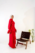 Load image into Gallery viewer, Flowy side ruffles dress in Red
