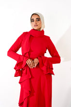 Load image into Gallery viewer, Flowy side ruffles dress in Red
