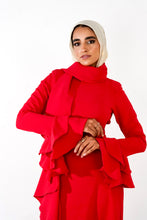 Load image into Gallery viewer, Flowy side ruffles dress in Red
