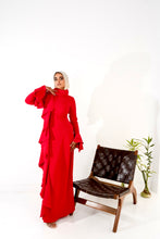 Load image into Gallery viewer, Flowy side ruffles dress in Red
