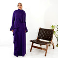 flowy side ruffles dress in purple