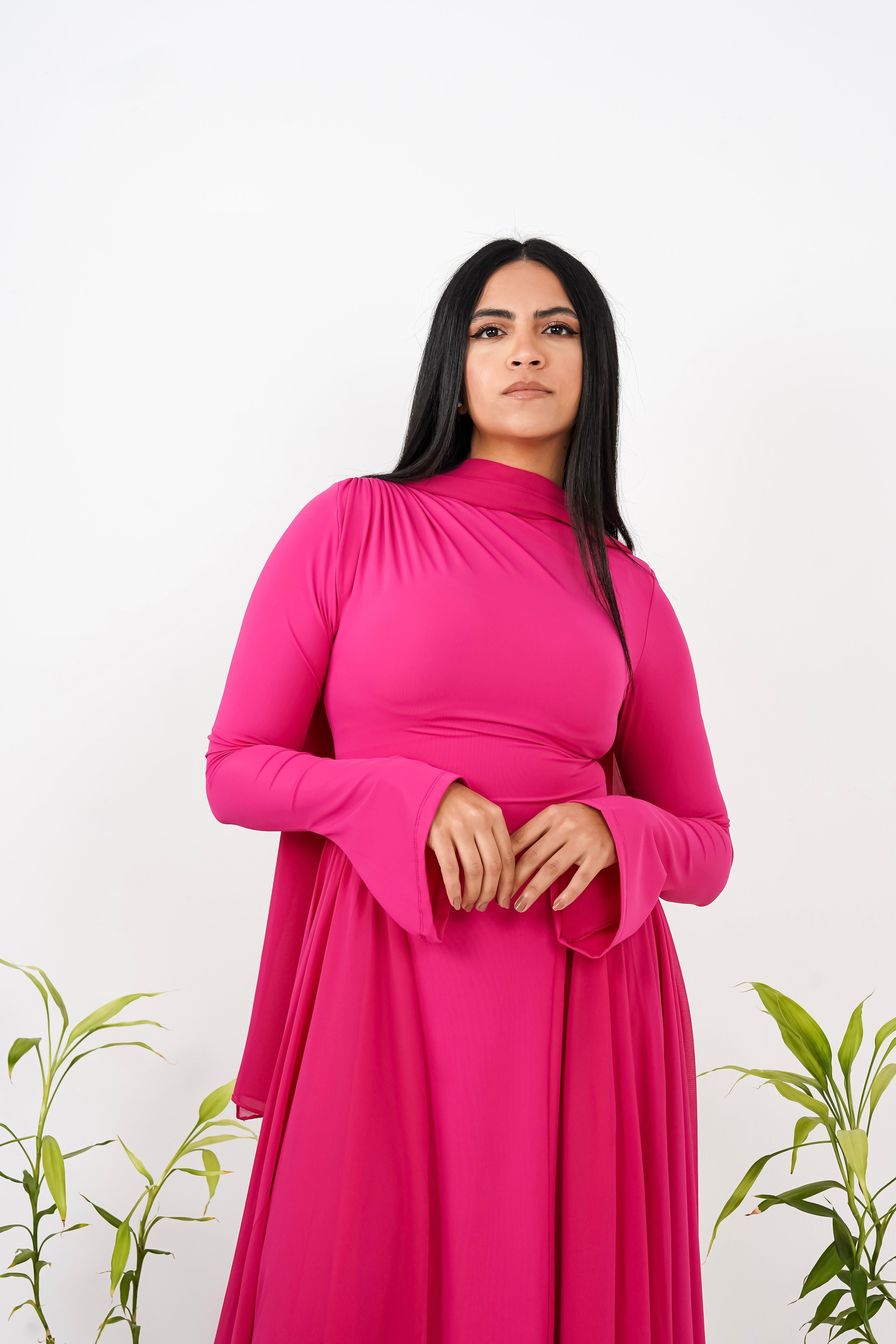 Amwaj gown in Hot Pink with cover chest