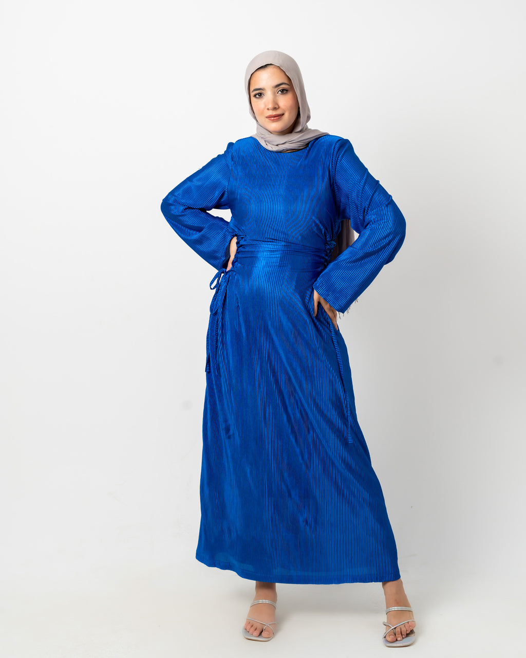 Plisse waisted dress in Blue