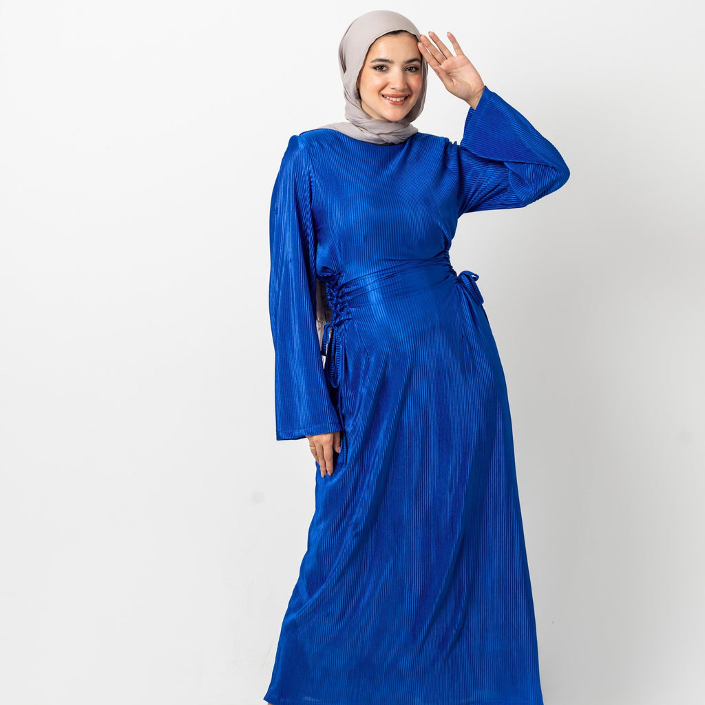 Plisse waisted dress in Blue