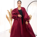 Puffed sleeves kaftan in Dark red