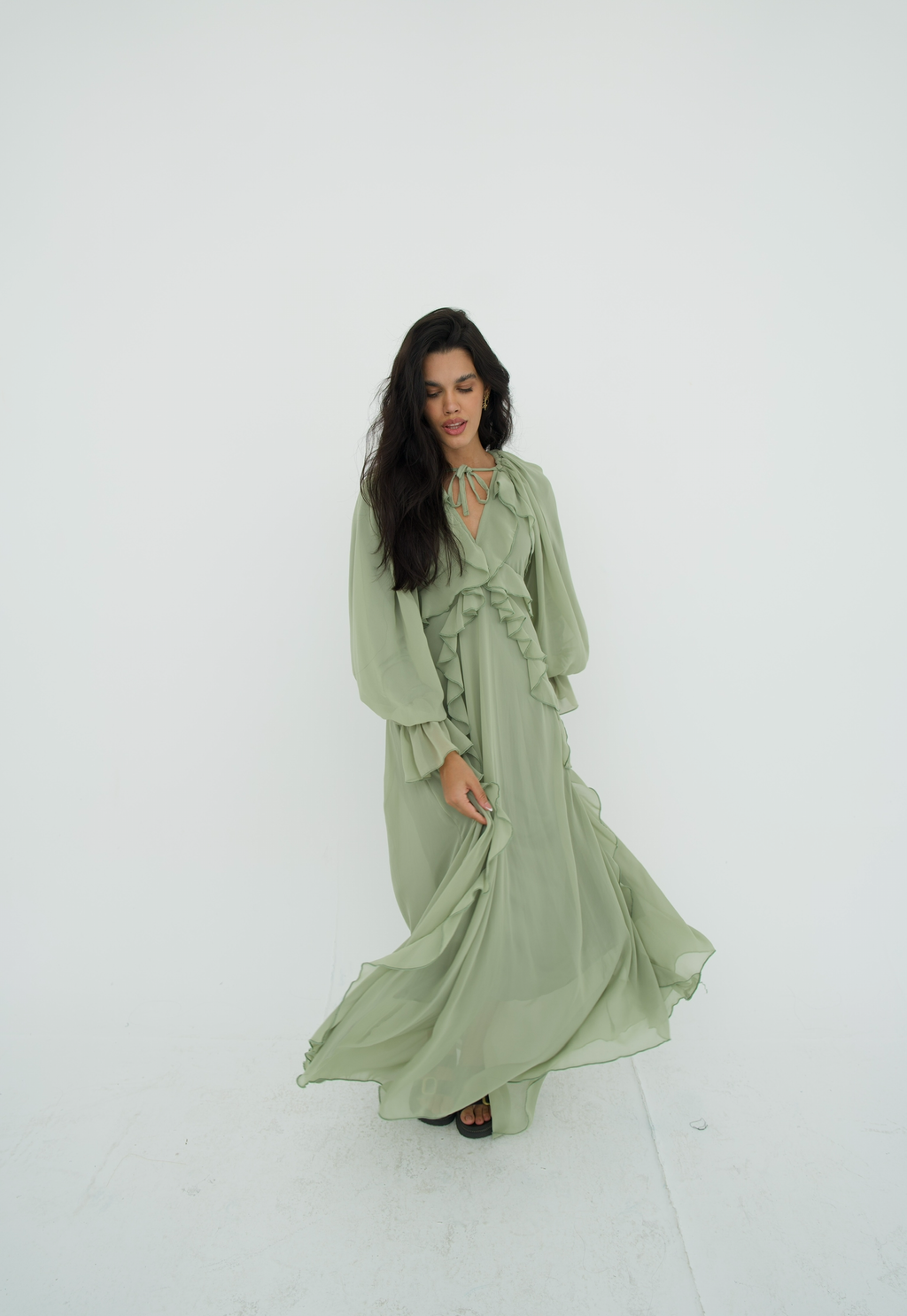 Ruffles chiffion dress