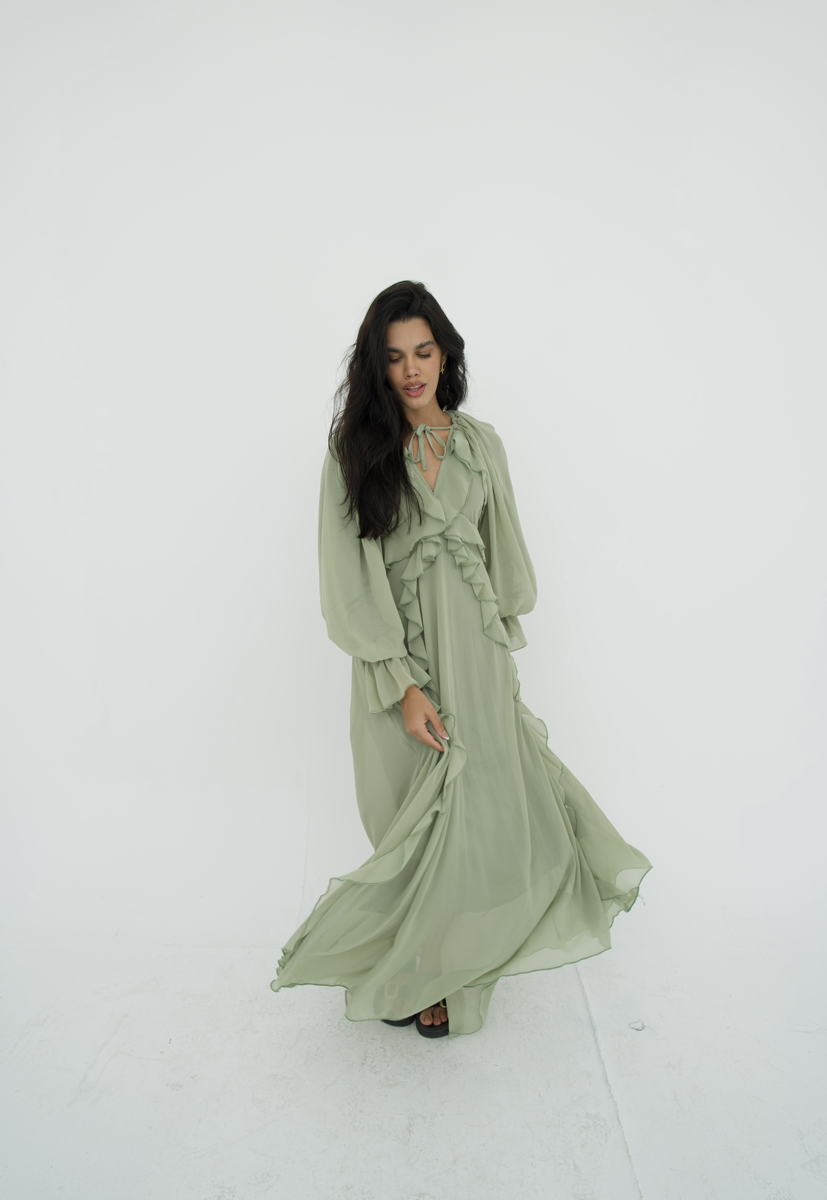 Ruffles chiffion dress