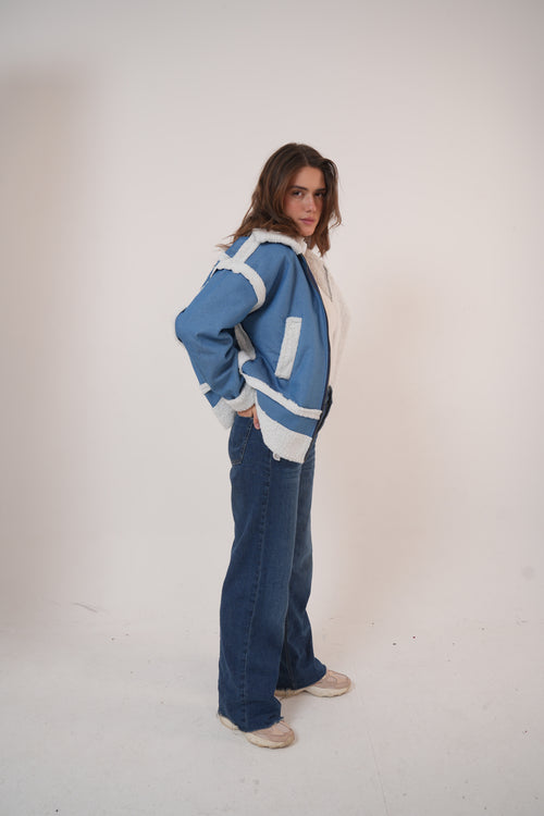 Denim fur jacket