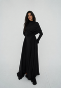 Amwaj gown with shoulder drapes in Black with chest cover