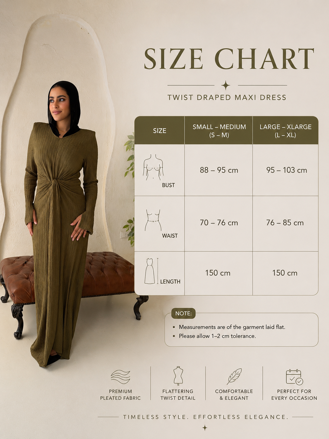 twisted knot maxi dress in Olive