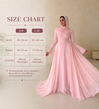 Load image into Gallery viewer, Amwaj gown with shoulder drapes in Pink with chest cover
