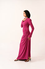 Load image into Gallery viewer, Rouched Side Long Sleeve Dress in bubblegum
