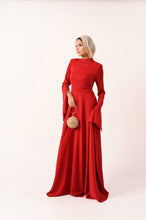 Load image into Gallery viewer, Long Sleeves A- Line dress in Red
