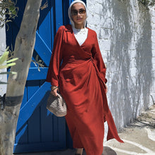 Load image into Gallery viewer, Linen wrapped Dress with drapes
