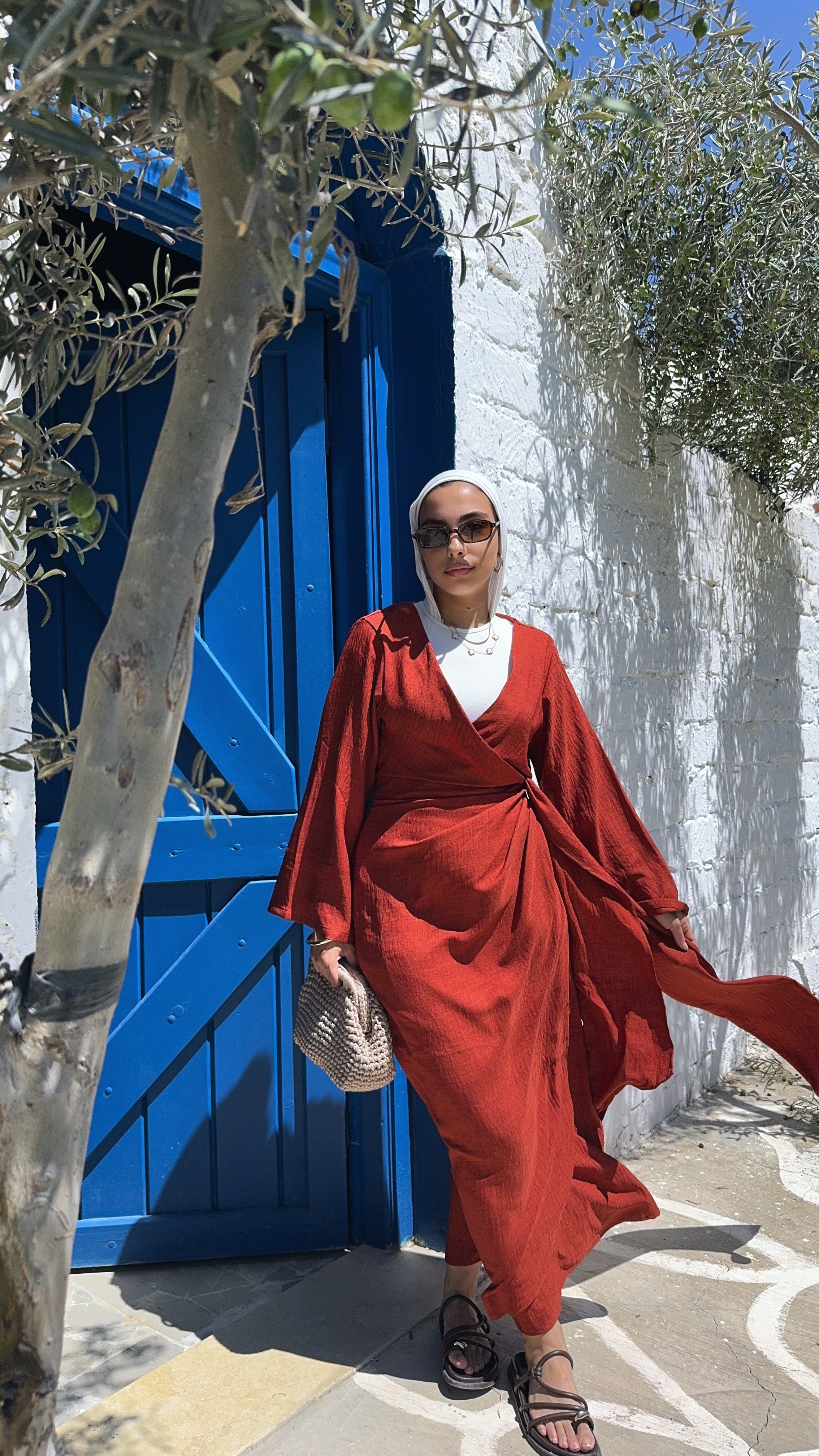 Linen wrapped Dress with drapes