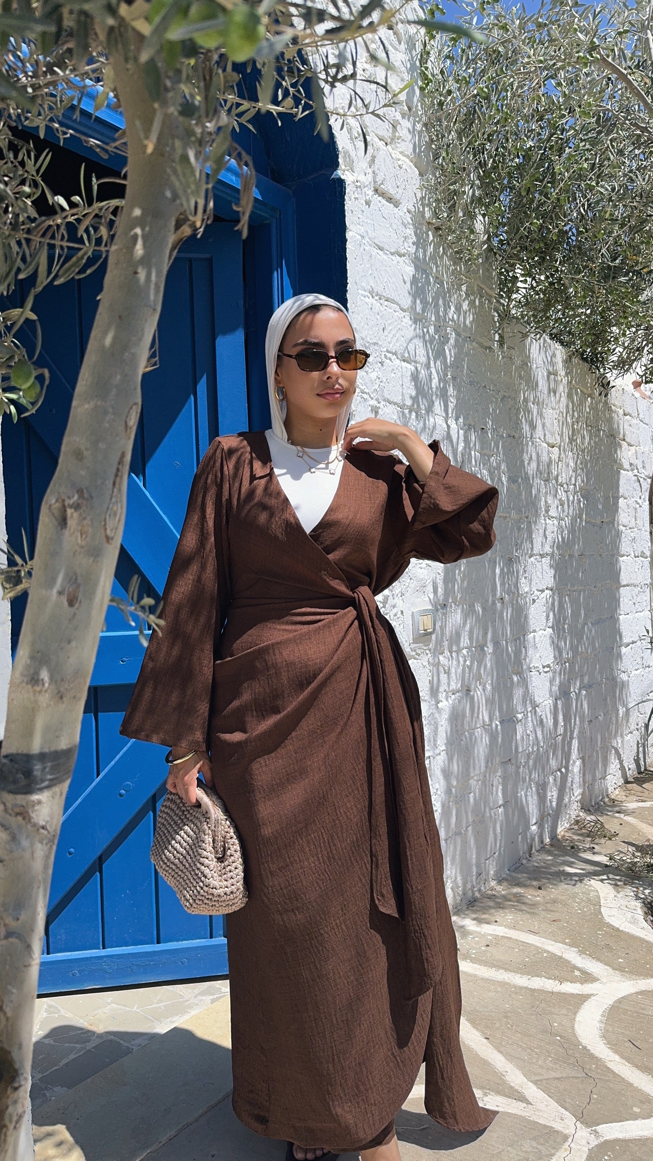 Linen wrapped Dress with drapes
