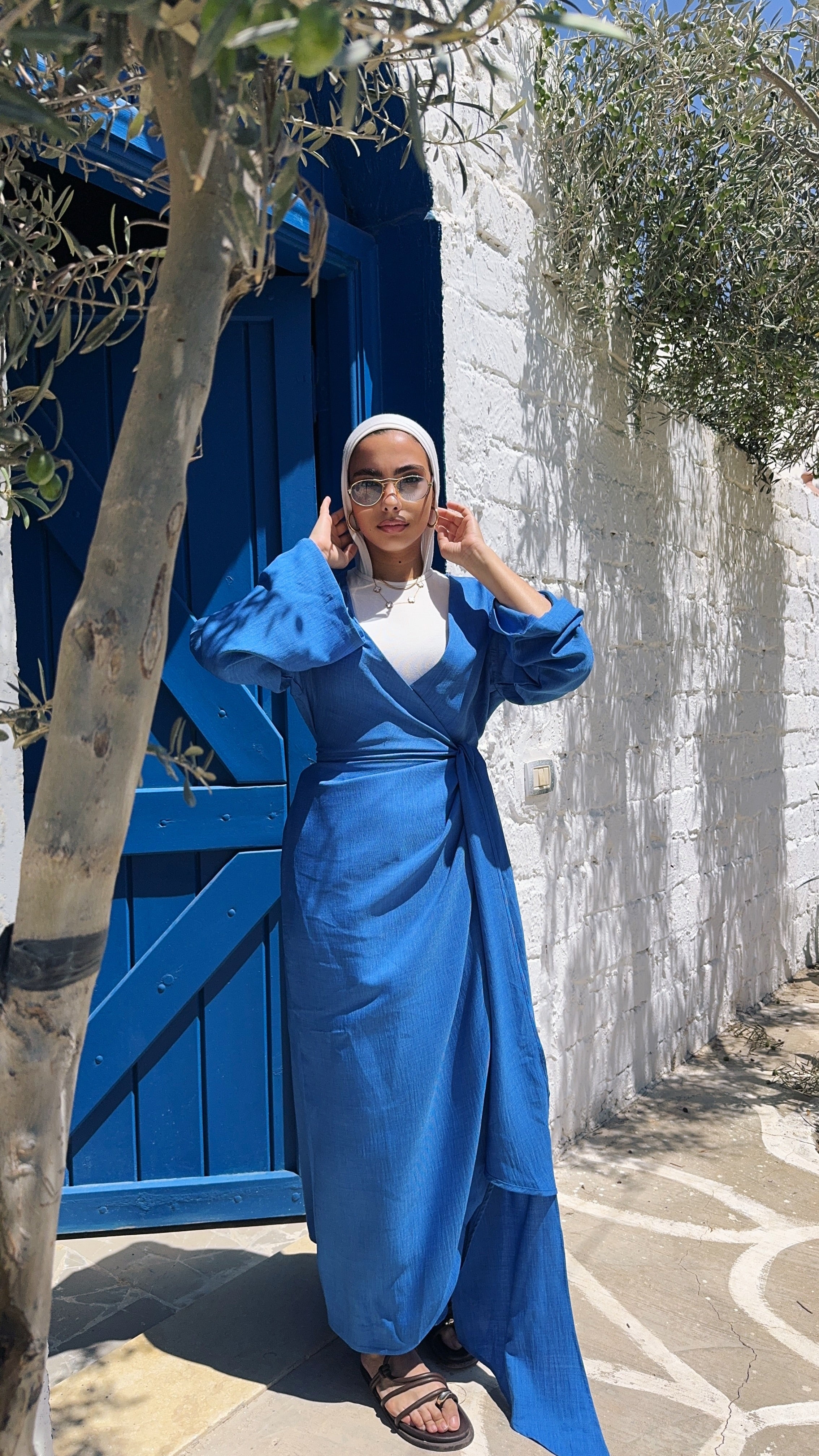 Linen wrapped Dress with drapes