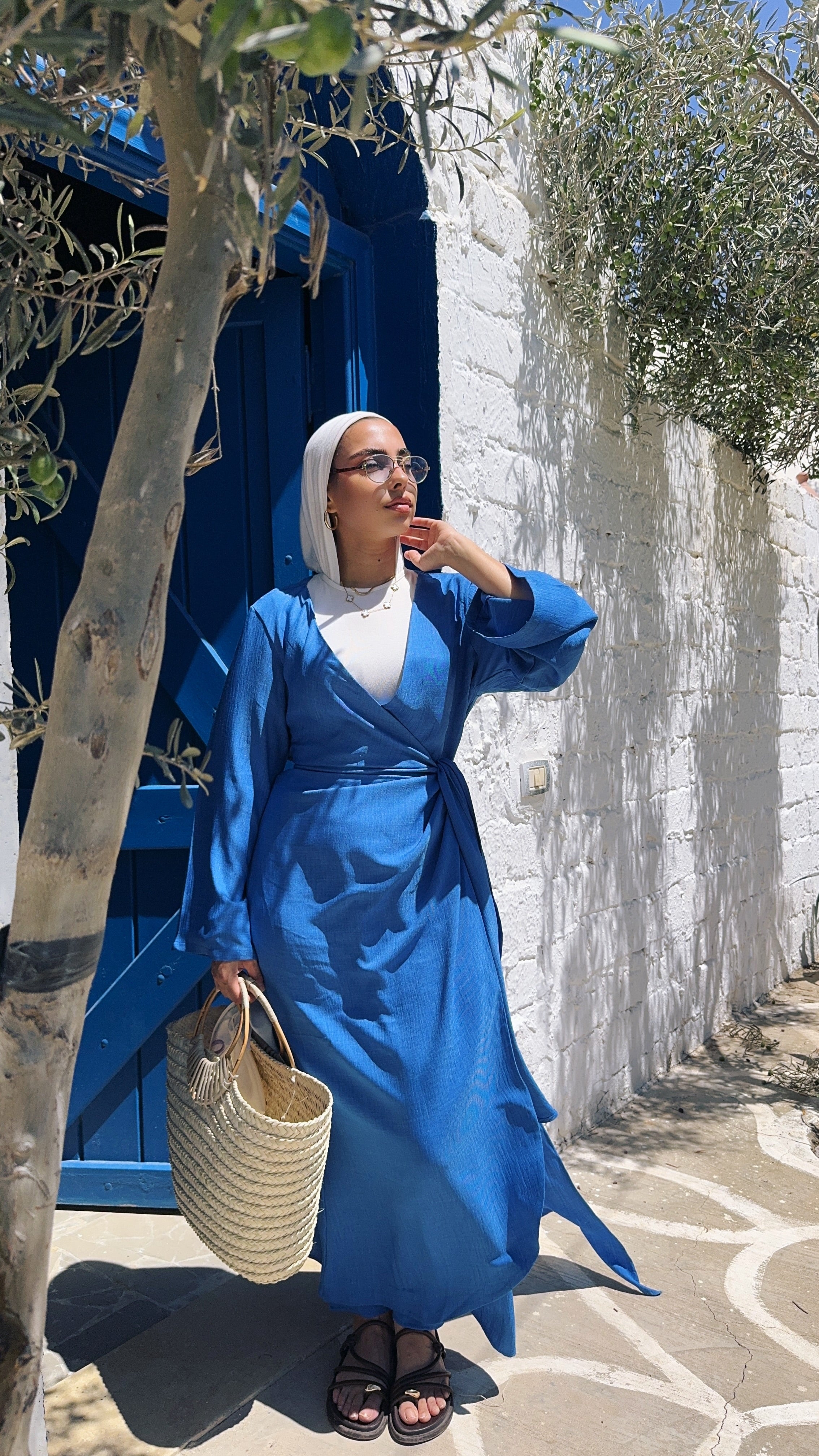Linen wrapped Dress with drapes