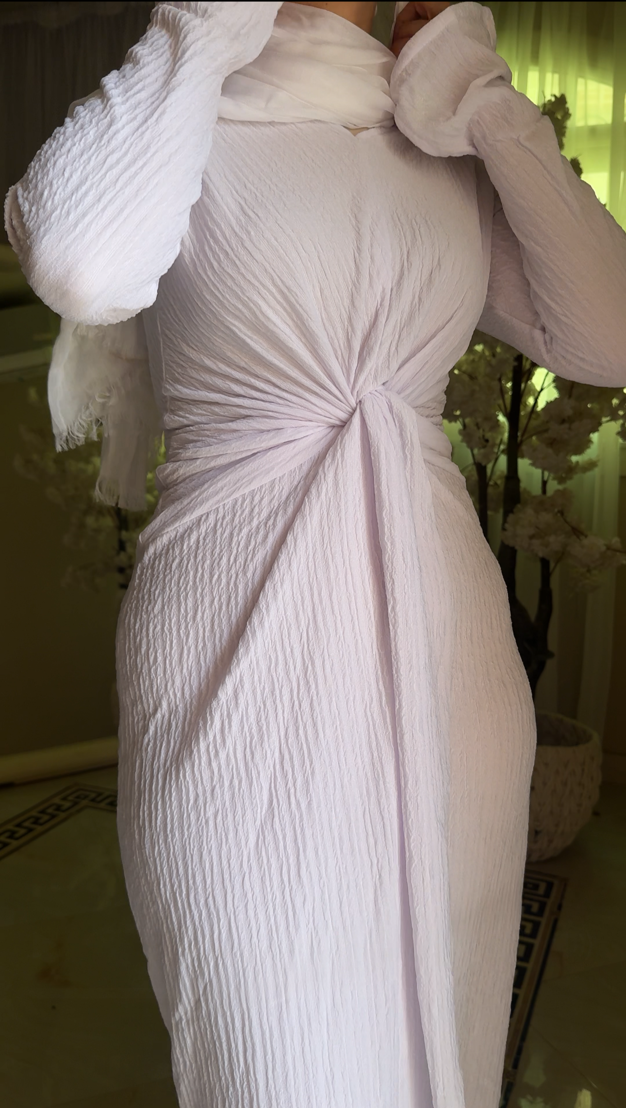 twisted dress in white