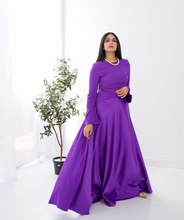 Load image into Gallery viewer, Satin half and half A-Line Dress in Purple
