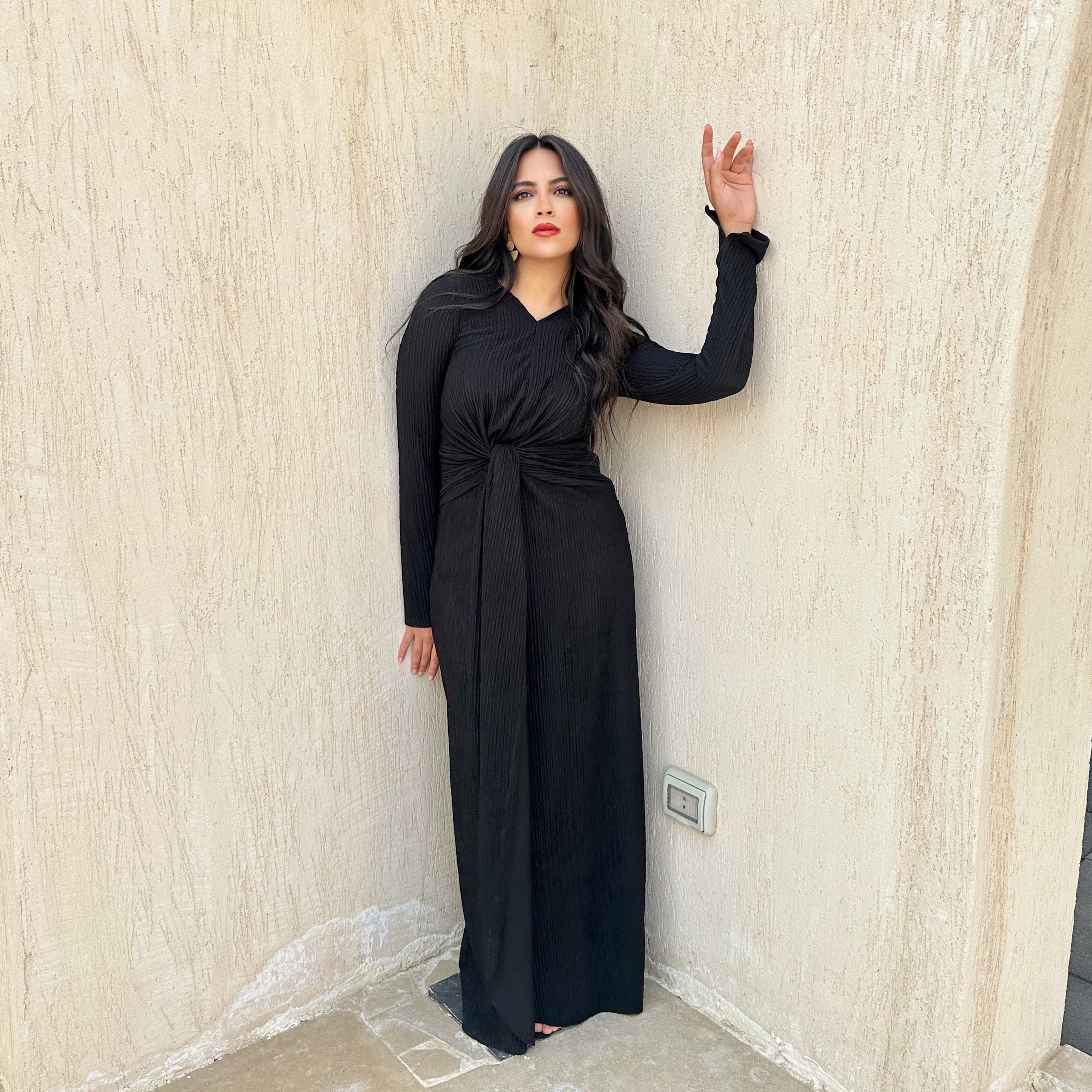 Twisted knot maxi dress in Black