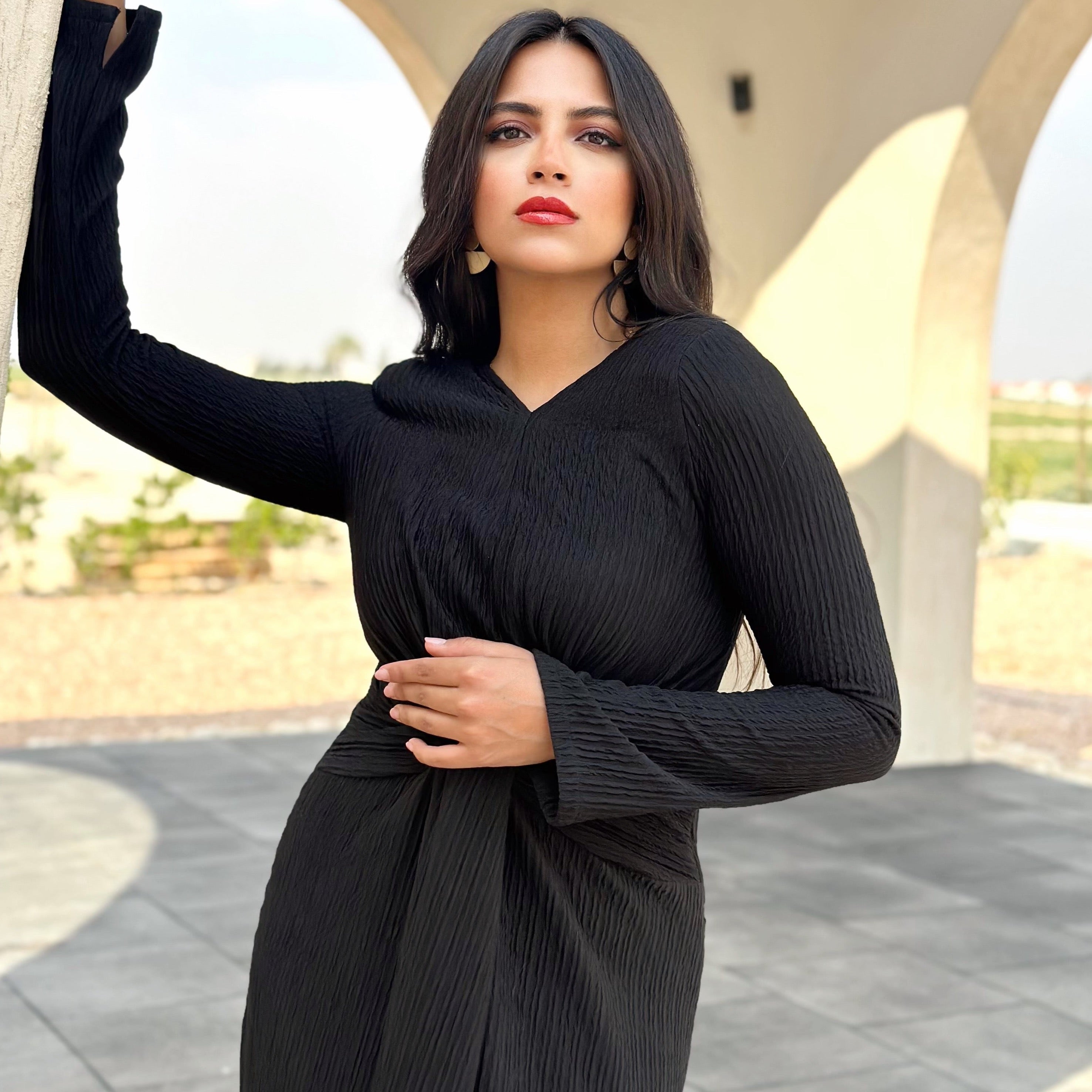 Twisted knot maxi dress in Black