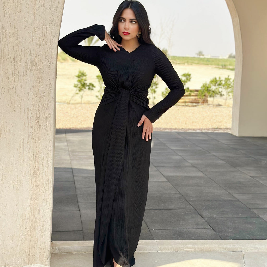 Twisted knot maxi dress in Black