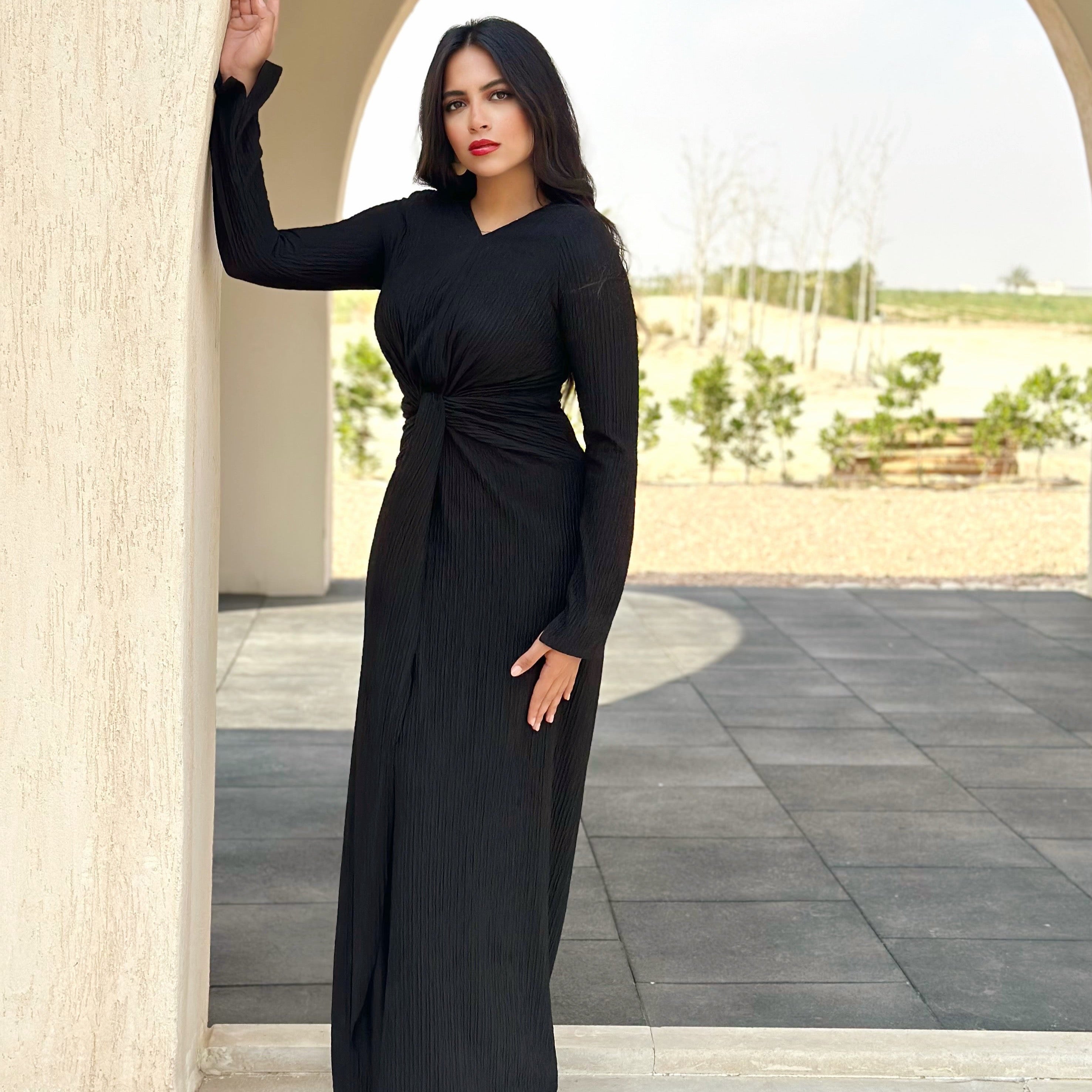 Twisted knot maxi dress in Black