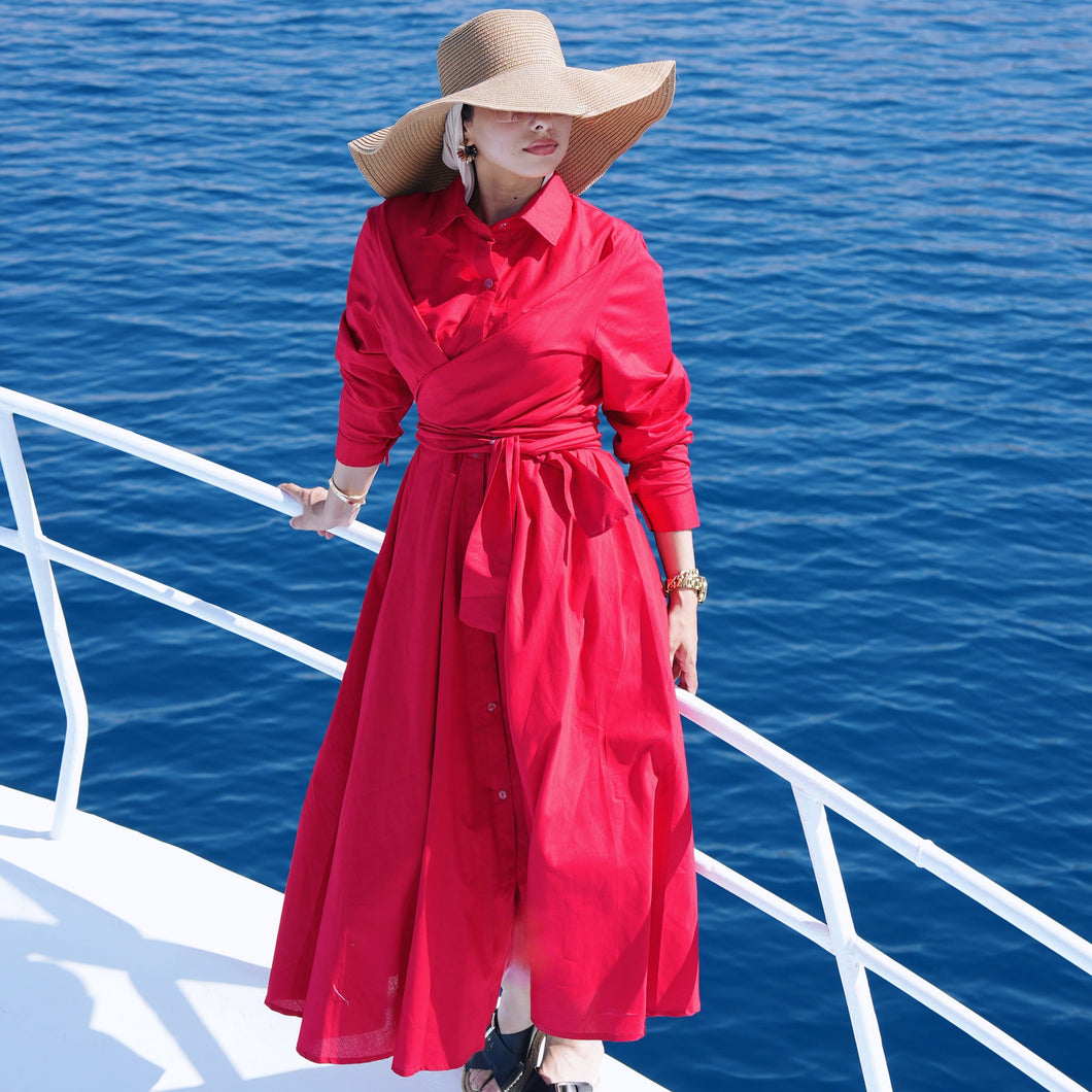 ZAYNA  Wrap Shirt Dress