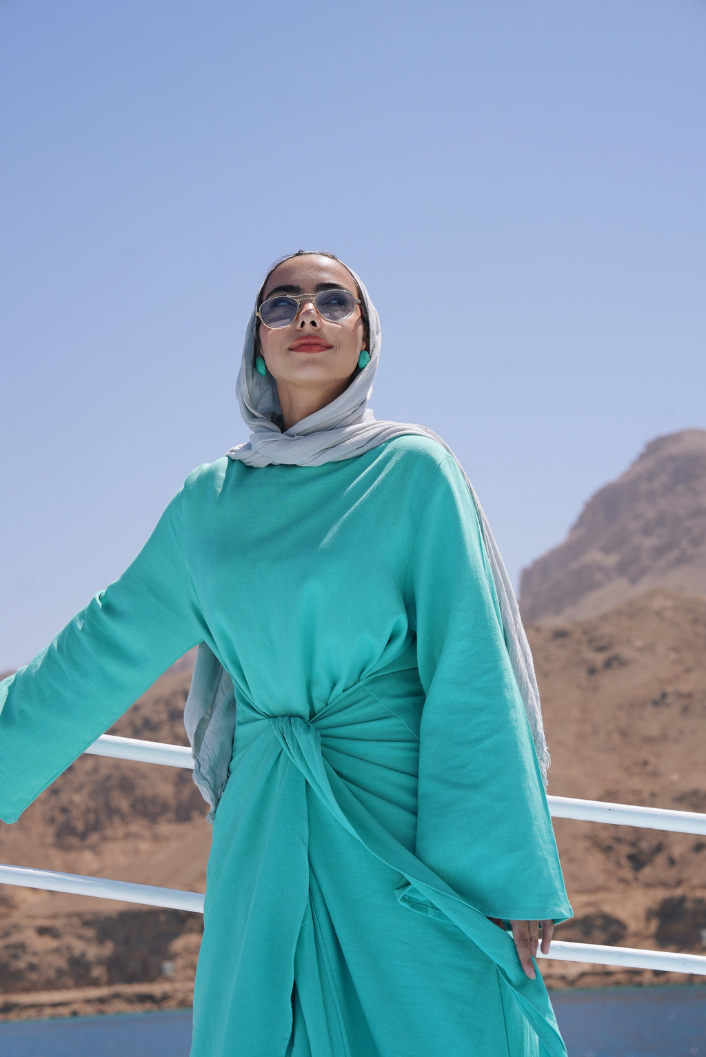 Azure knot Pure linen dress