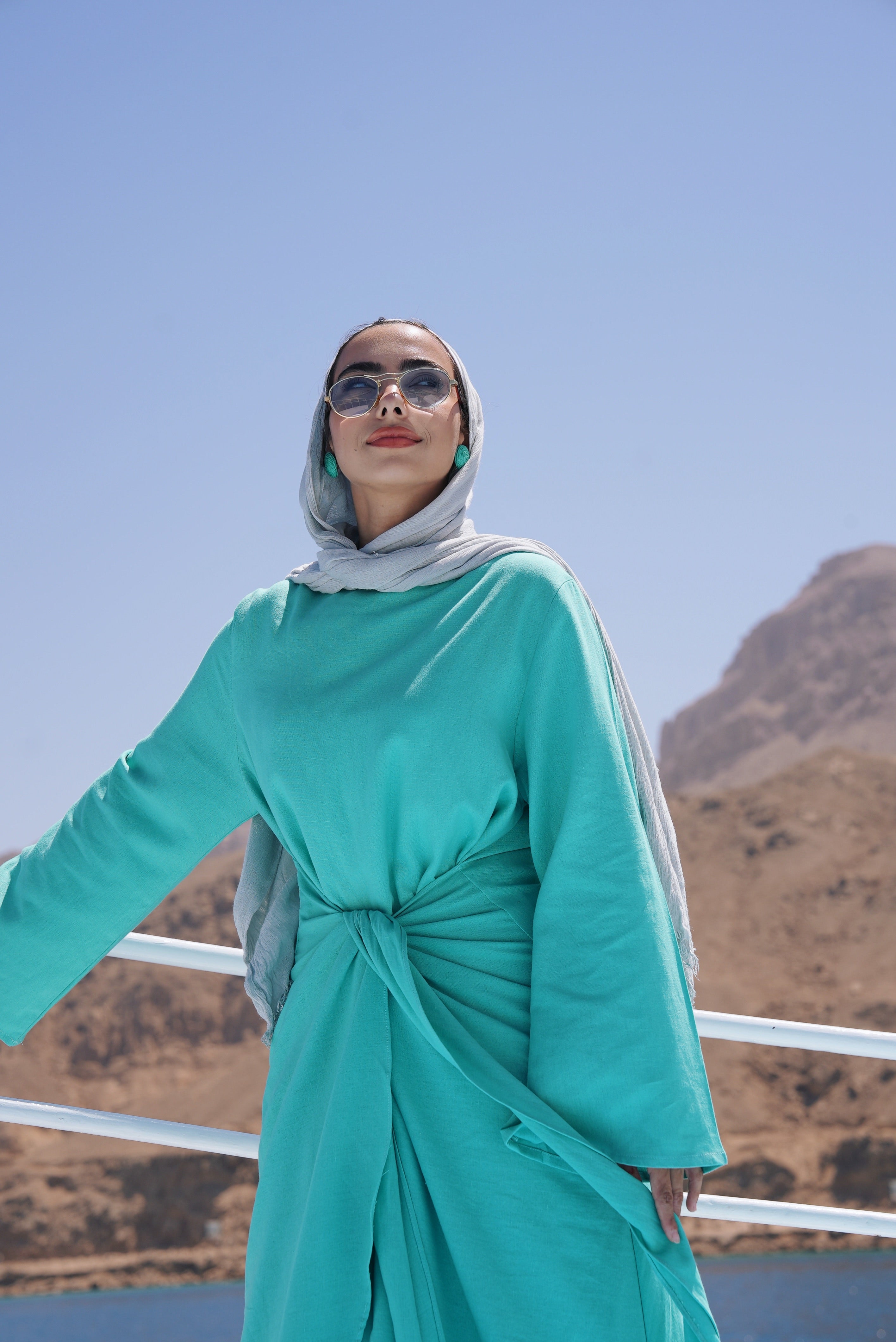 Azure knot Pure linen dress