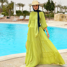 Load image into Gallery viewer, Chiffion layered dress in Lime green
