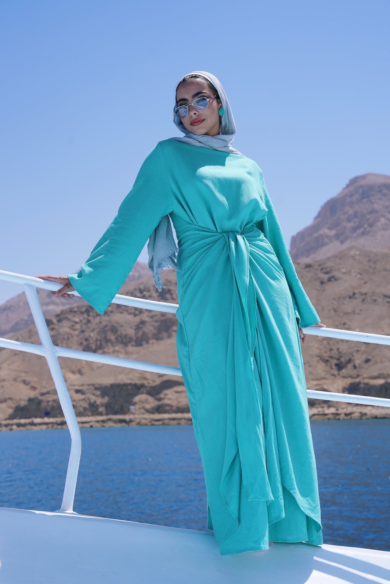 Azure knot Pure linen dress Safa ghaly Azure knot Pure linen dress Safa ghaly