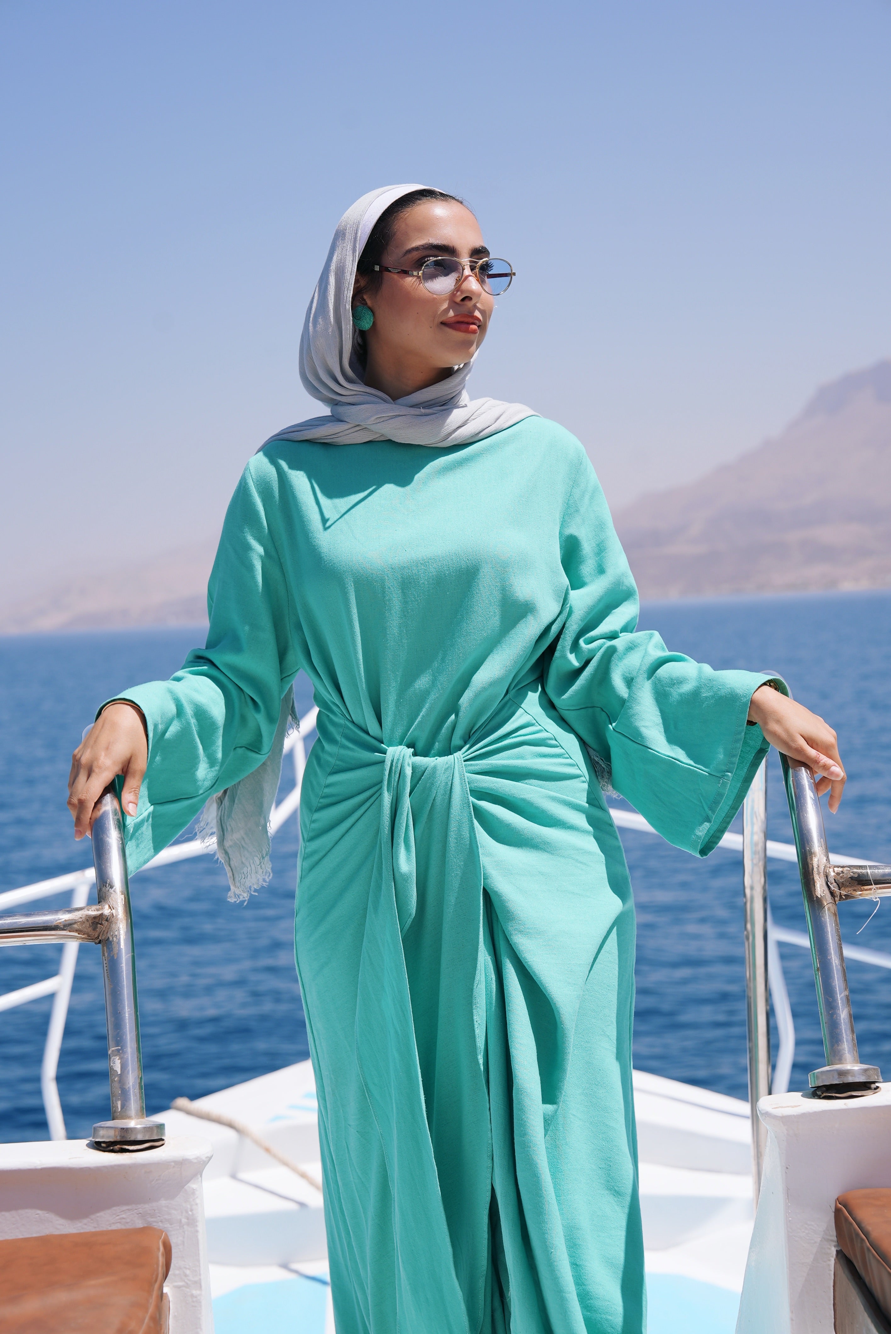 Azure knot Pure linen dress