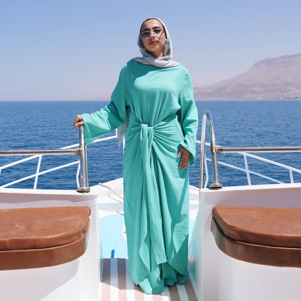 Azure knot Pure linen dress