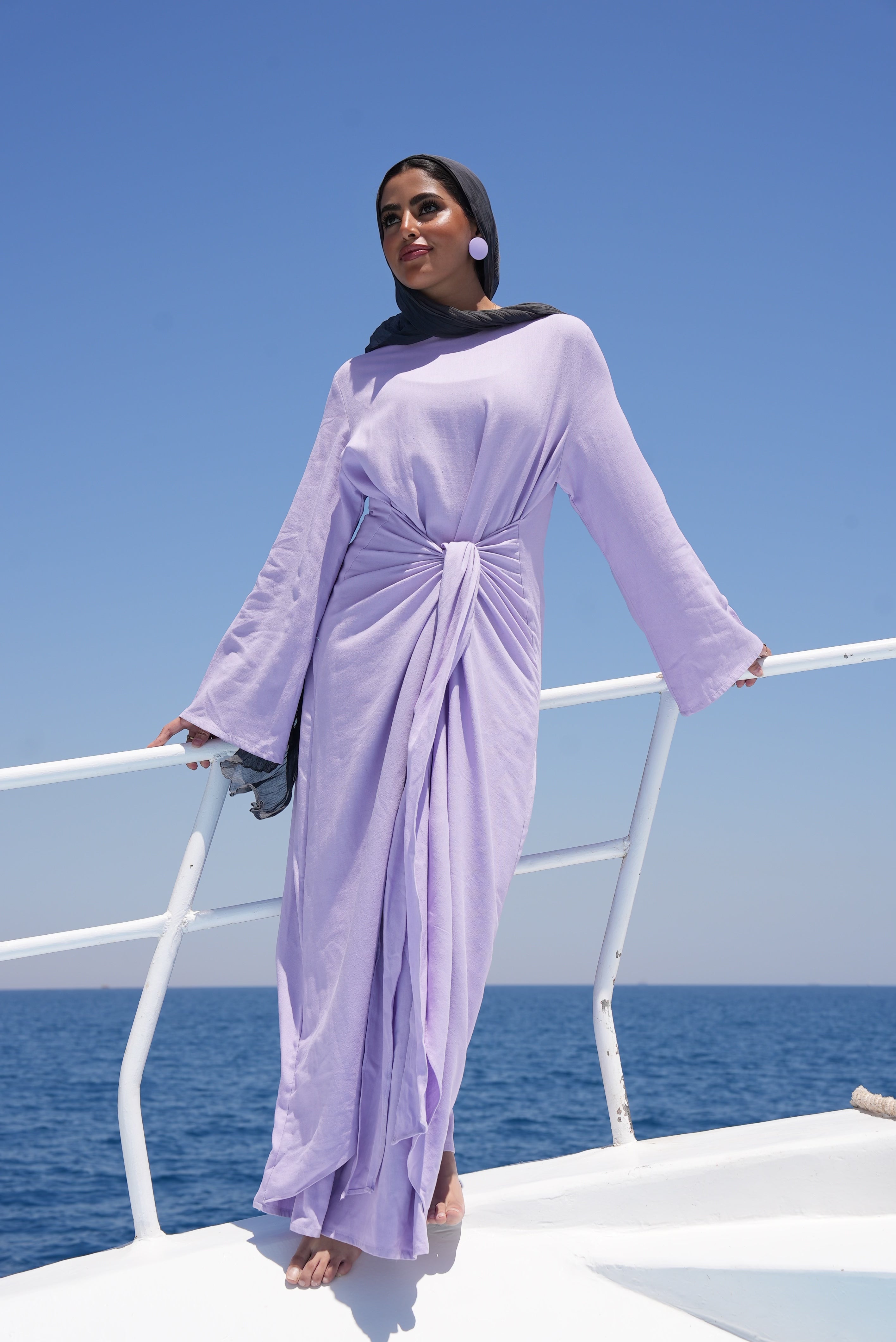 Azure knot Pure linen dress