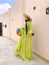 Load image into Gallery viewer, Chiffion layered dress in Lime green
