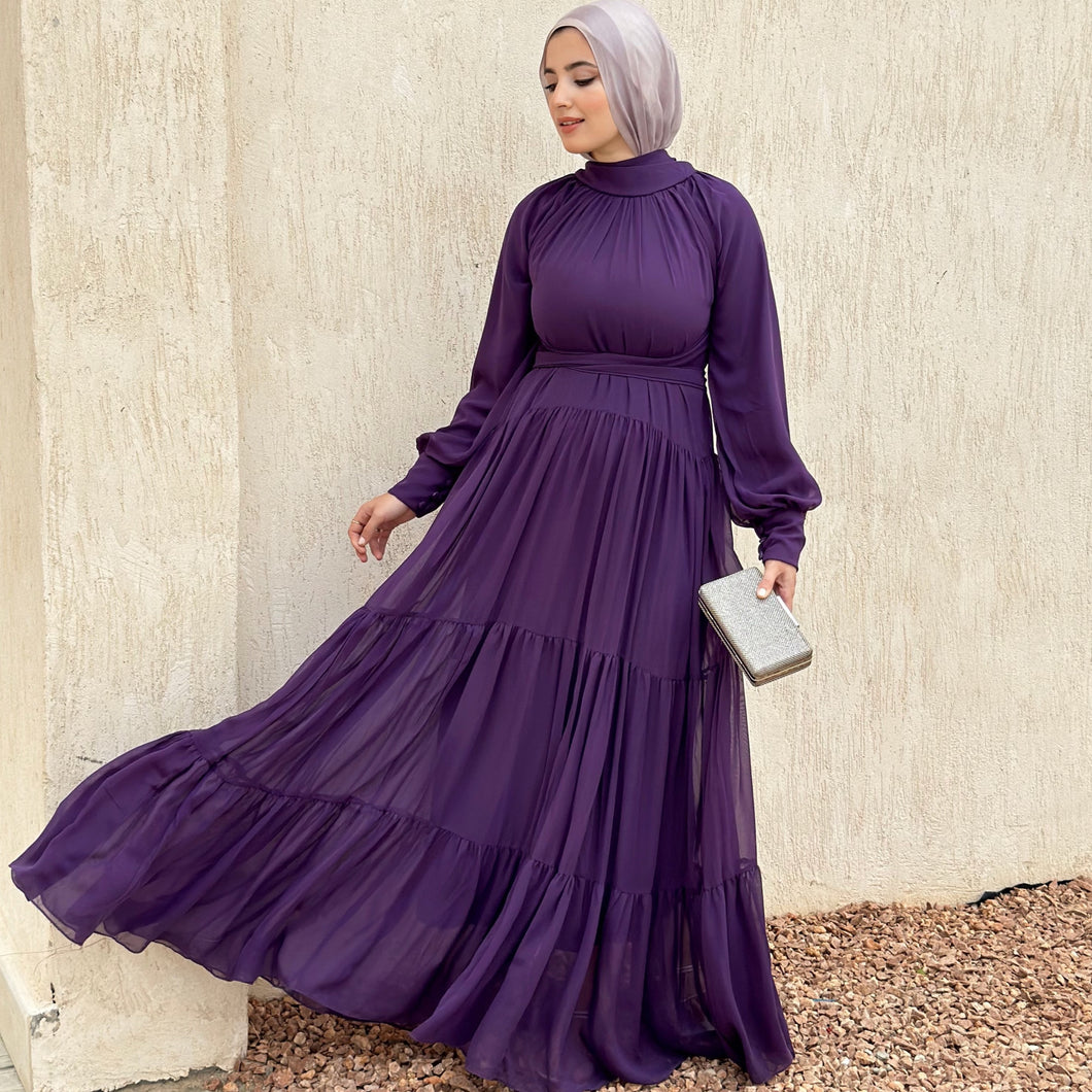 Chiffion layered dress in Purple