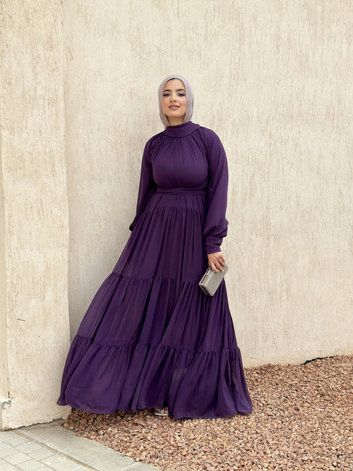 Chiffion layered dress in Purple
