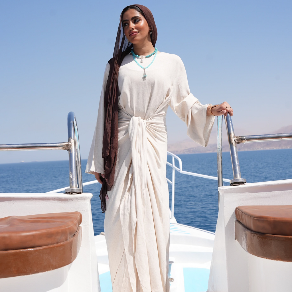 Azure knot Pure linen dress