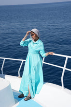 Load image into Gallery viewer, ZAYNA shirt dress in Aqua breeze
