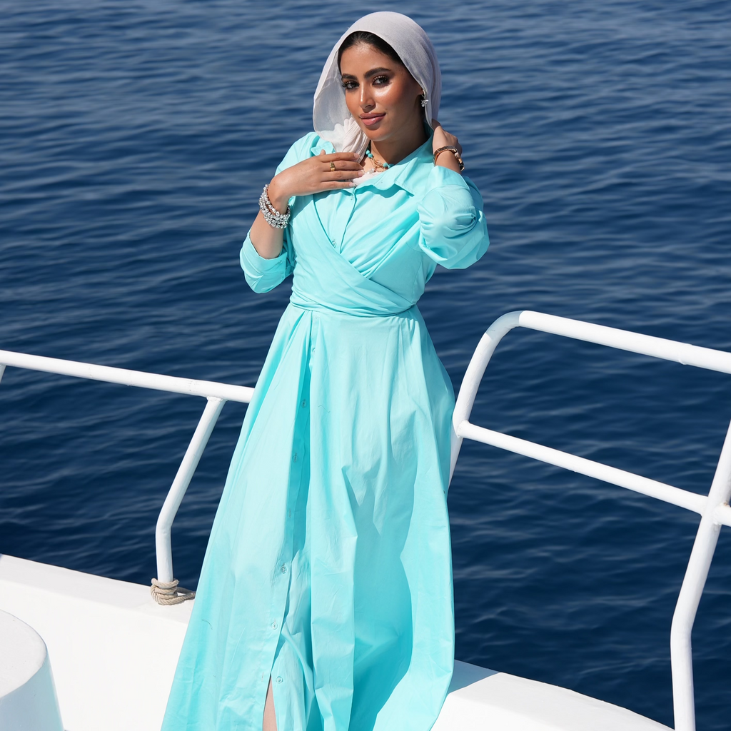 ZAYNA  Wrap Shirt Dress