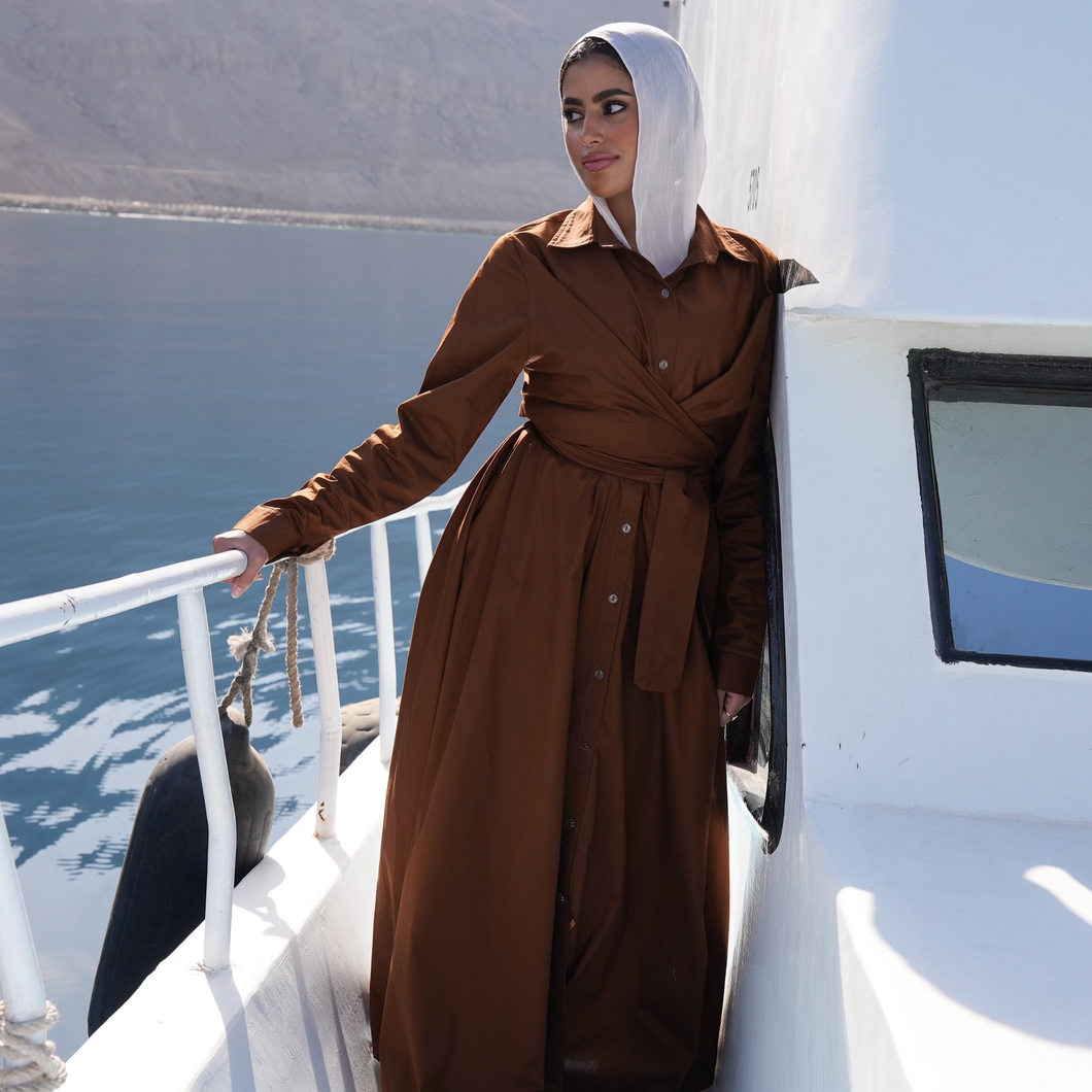 ZAYNA shirt dress in Mocha Brown