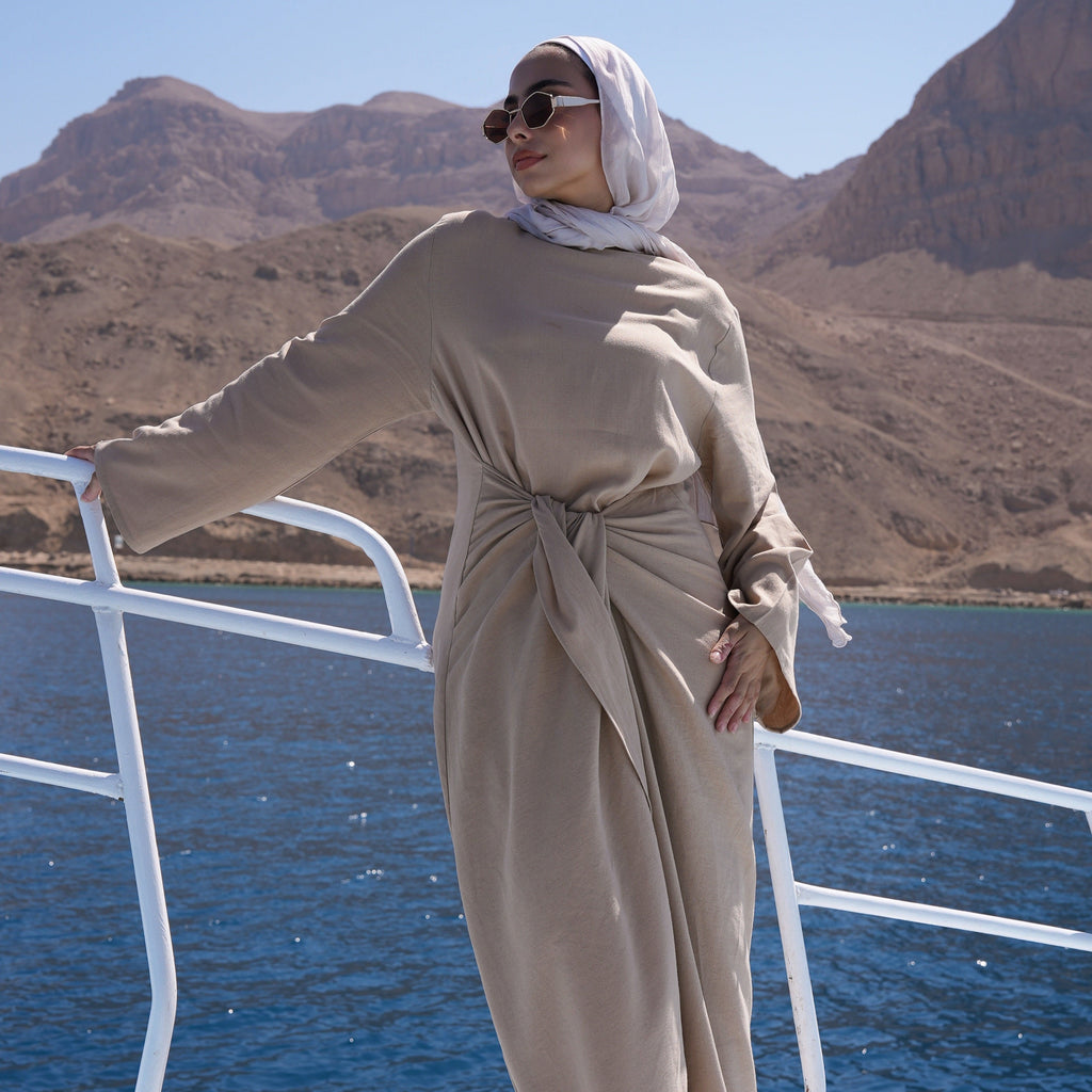 Azure knot Pure linen dress
