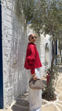 Load image into Gallery viewer, Pure linen cropped oversized shirt
